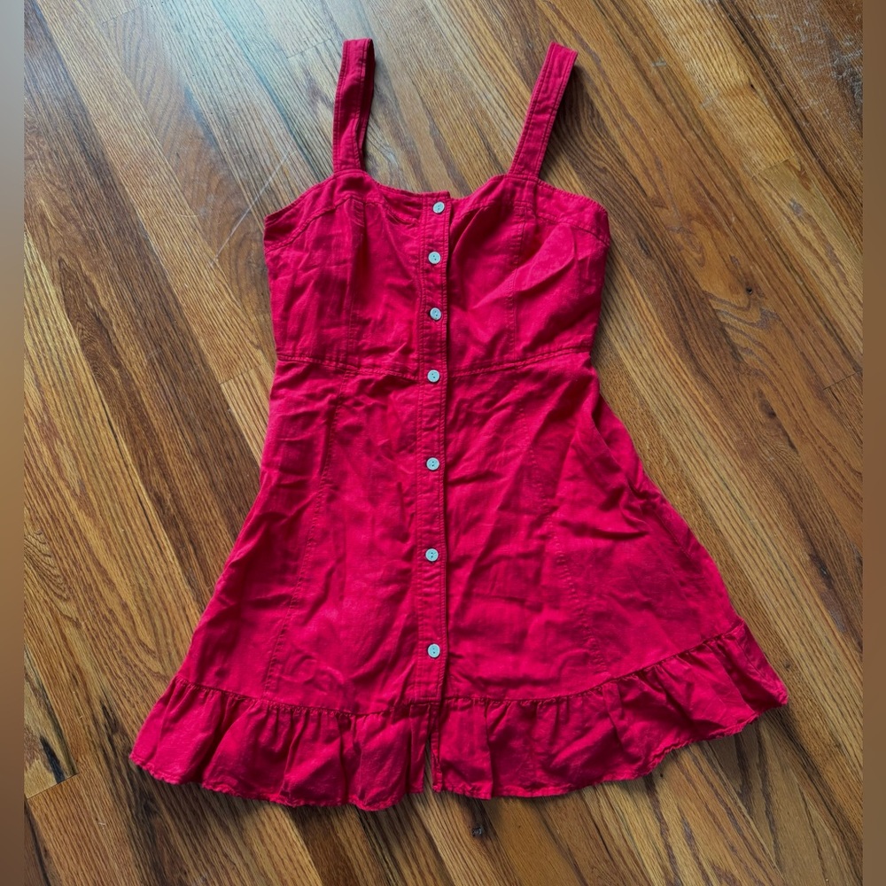 Zara Button Up Red Dress Size M